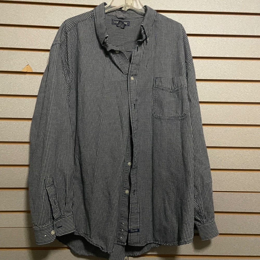 STRUCTURE Mens XL Button Down Shirt Long Sleeve Gingham Check 100%‎ Cotton